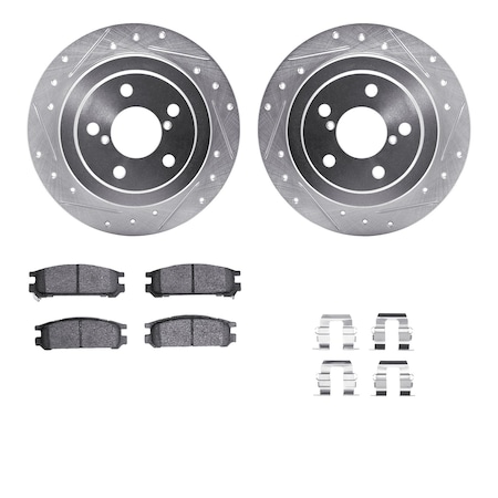 7312-13014, Rotors-Drilled, Slotted-SLV W/3000 Series Ceramic Brake Pads Incl. Hardware, Zinc Coat